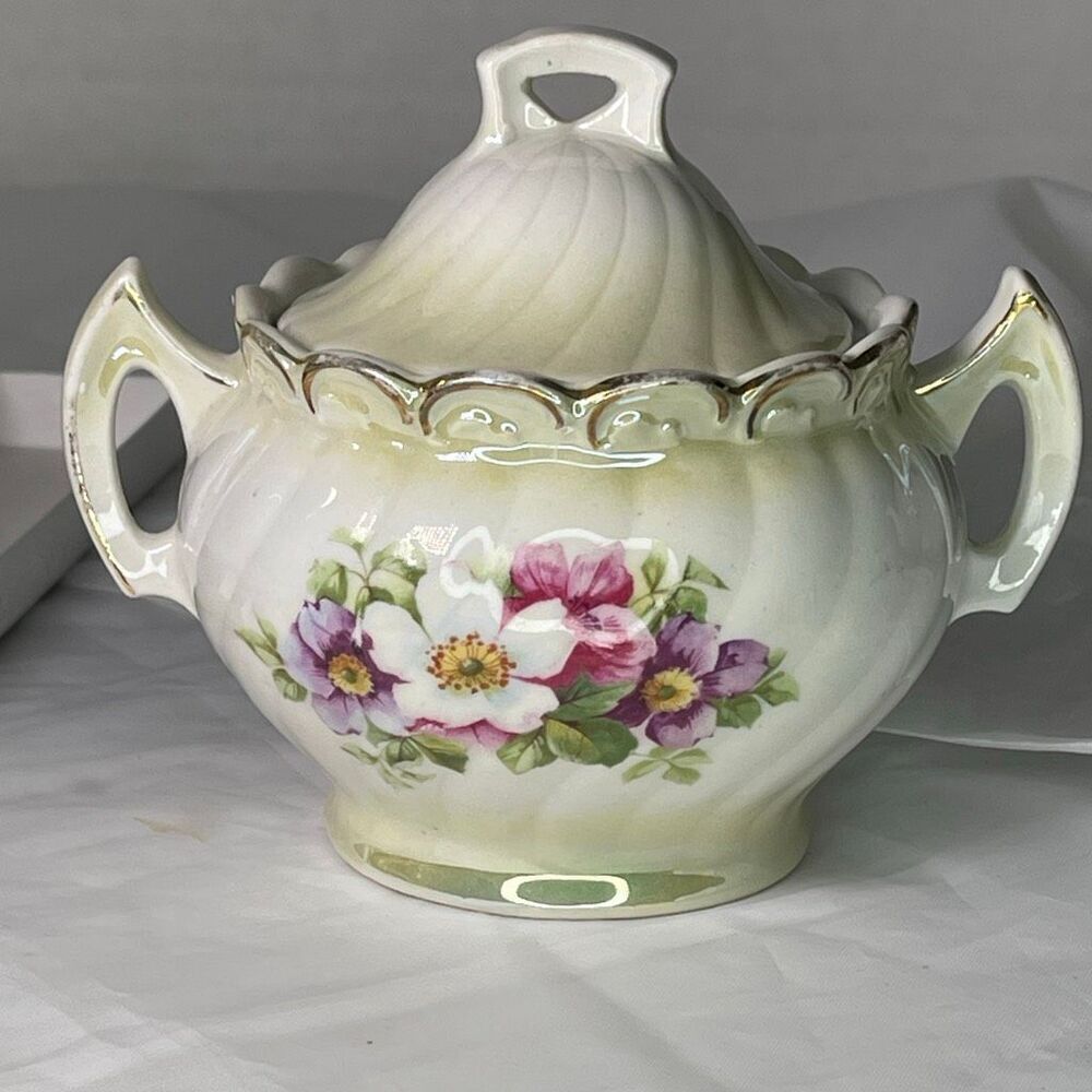 Vintage Royal Bruxonia Austria sugar bowl. Floral